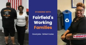 K. Patrice Williams with union members from SMART Local 104 and Ironworkers Local 378